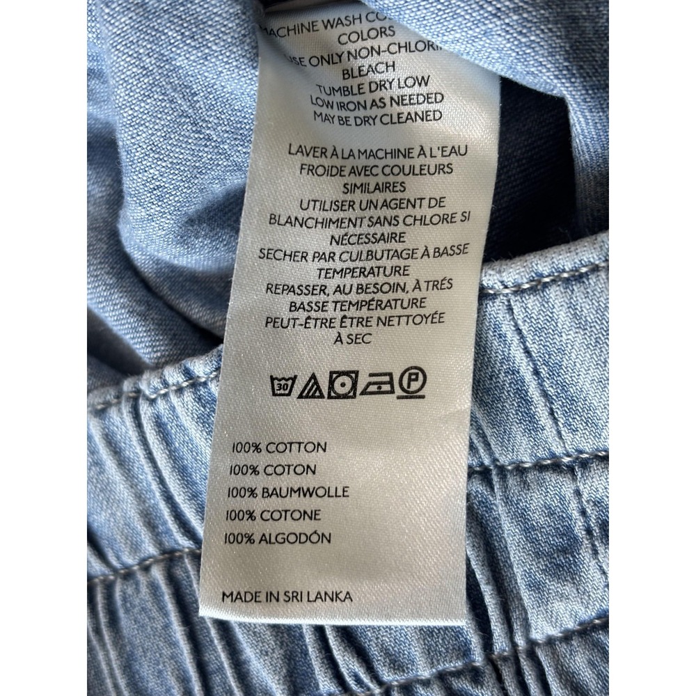 We The Free Jeans Womens Large Blue Light Wash Wide Leg Breezy Denim Pull On - Picture 8 of 12